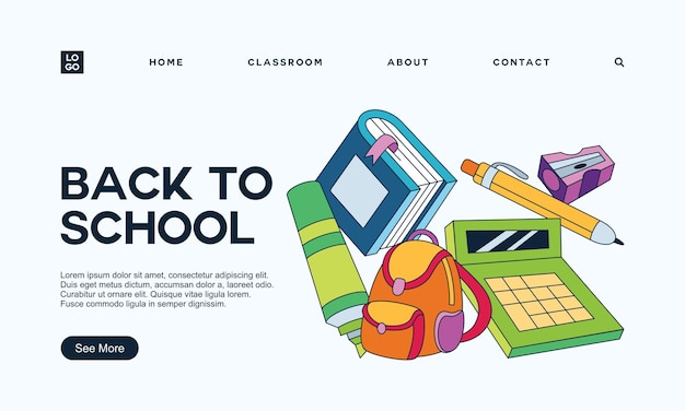 Back to school banner template landing page