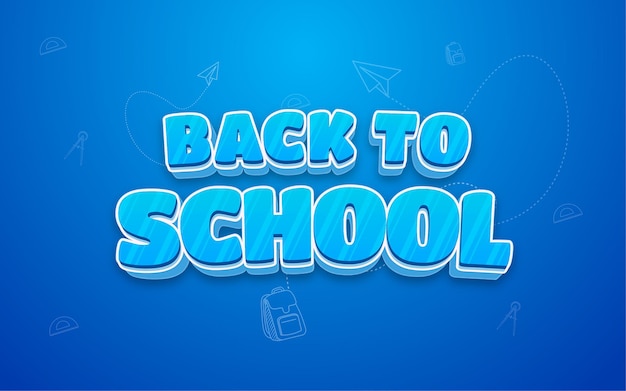 Back to school banner with 3d editable text effect style