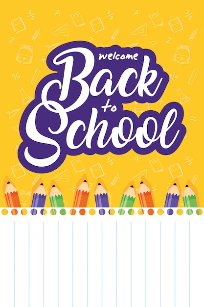 Vector back to school banner with colors pencils