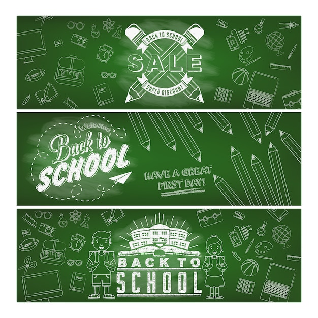 Vector back to school banners collection