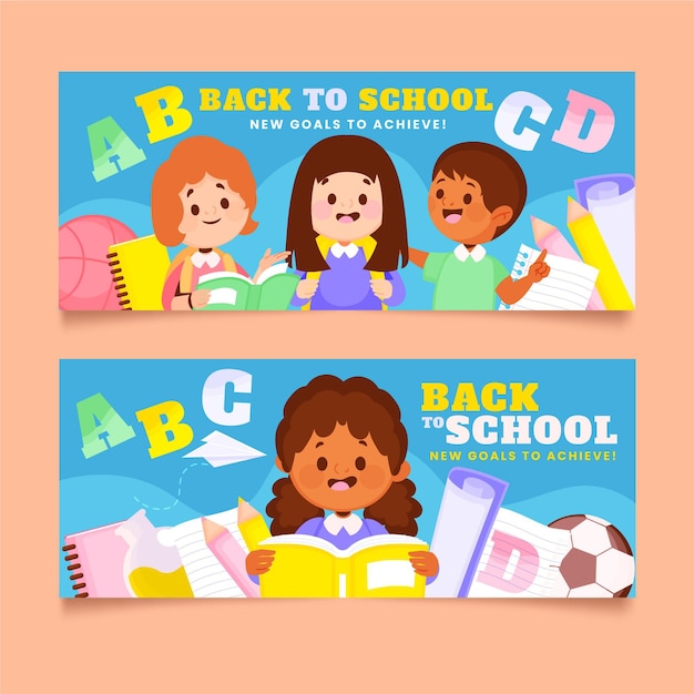 Back to school banners set with photo