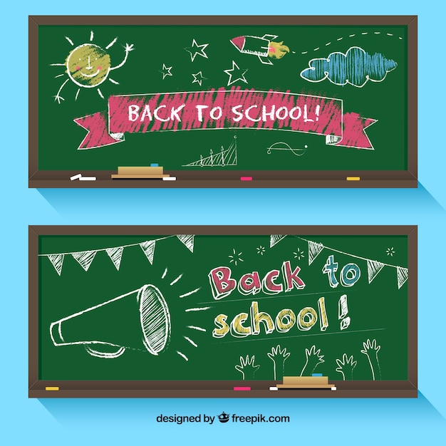 Torna a scuola banner con design piatto