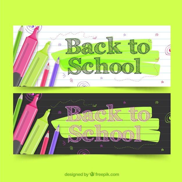 Vector back to school banners with realistic style