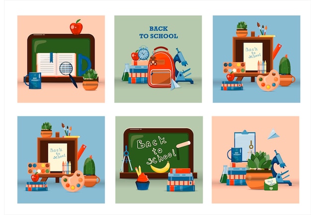 Back to school big vector set stationery for school university and office cartoon school supplies a