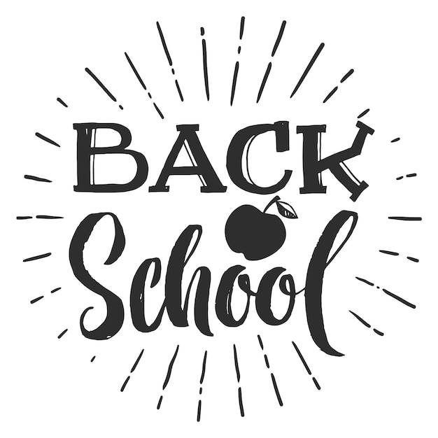 Vector back to school black retro logo hand writing words