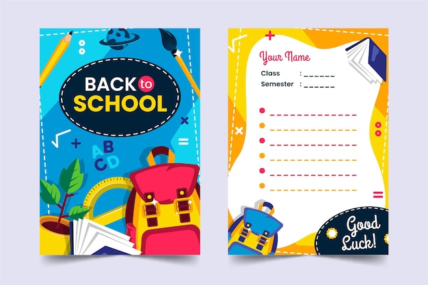 Vector back to school card template