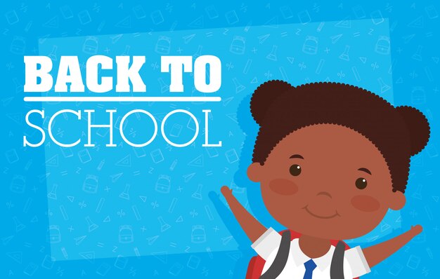 Vector back to school card with afro student girl