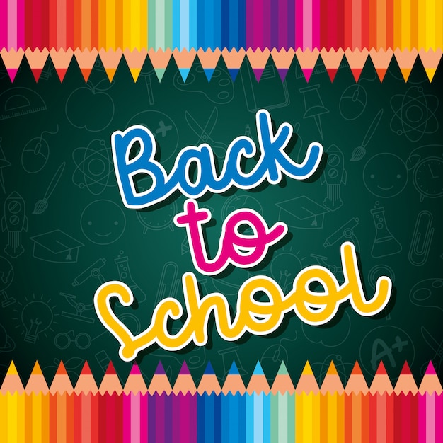 Vector back to school card with cartoons