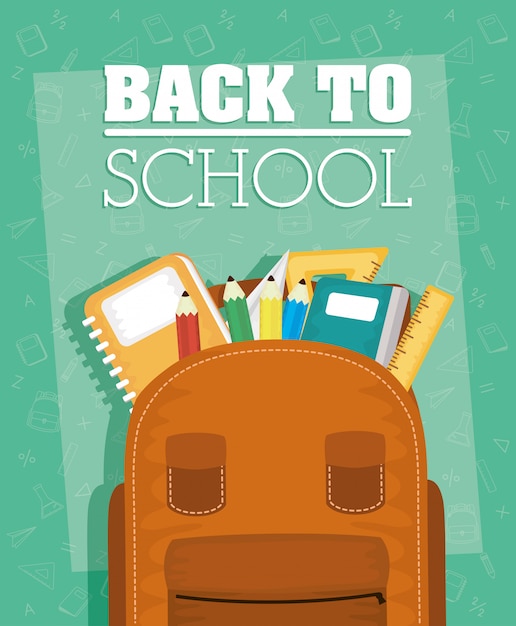 Back to school card with schoolbag