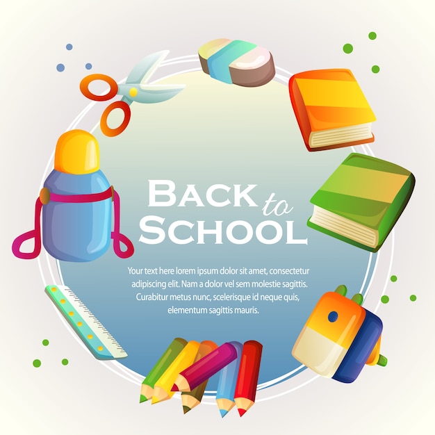 Back to school card with stationary