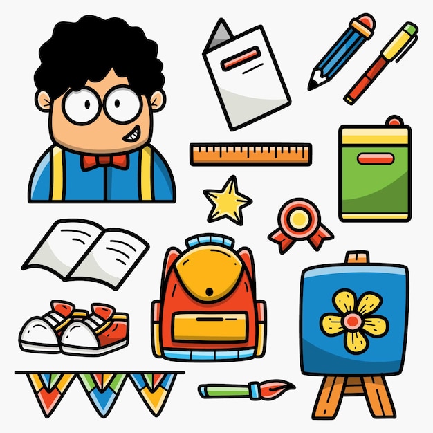 Torna a scuola cartoon doodle design