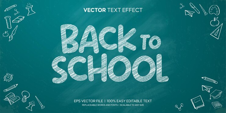 Back to school chalk on board editable text effect