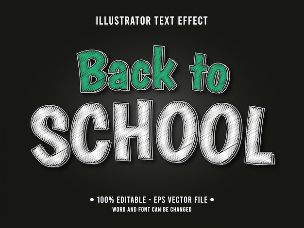 Vector back to school chalk editable text effect