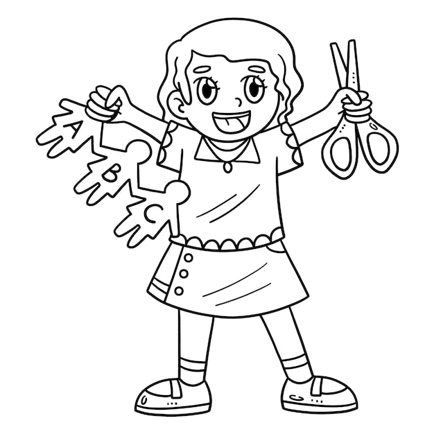 Back To School Child with Scissors Isolated