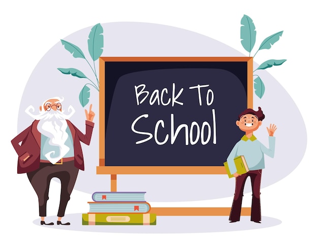 Back to school children cartoon education background banner concept graphic design illustrat