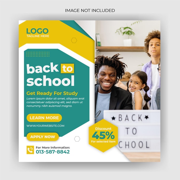 Back to school Children Student social media post preschool banner