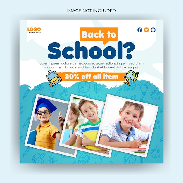 Back to school Children Student social media post preschool banner