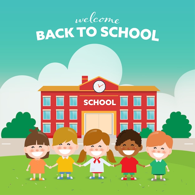 友人と一緒に学校の子どもに戻る。