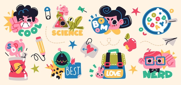 Back to school collection of characters and elements Vector