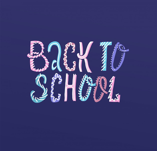 Vector back to school color lettering illustration