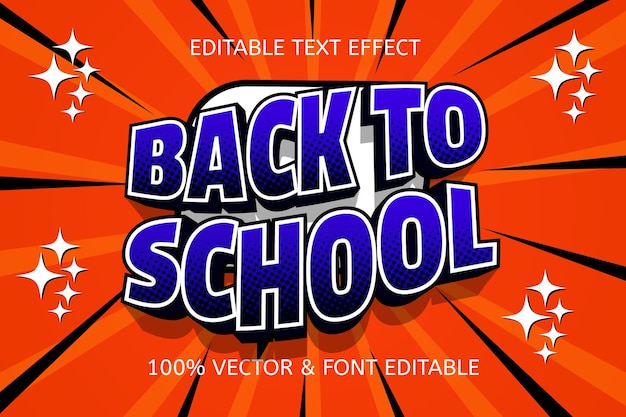 Vector back to school color orange blue editable text effect