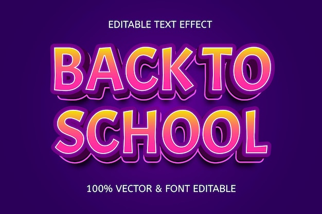 Back to school color purple yellow editable text effect