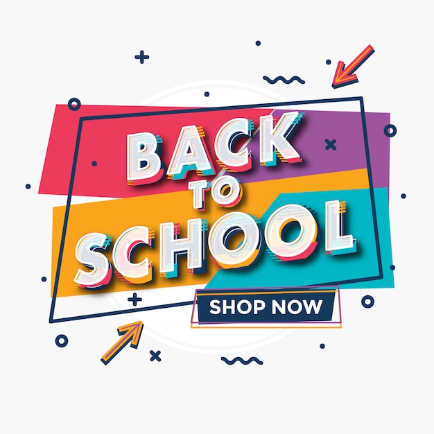 Back to school - colorful typographic sale design template