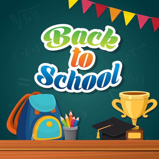 Vector back to school composition poster design