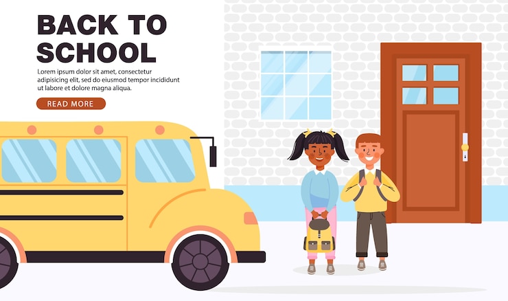 Vector back to school concept banner with copy space.
