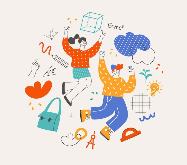 back to school concept school education communication flat illustration