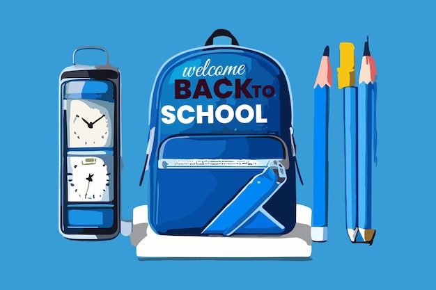 Back to school concept with backpack and supplies new school year background