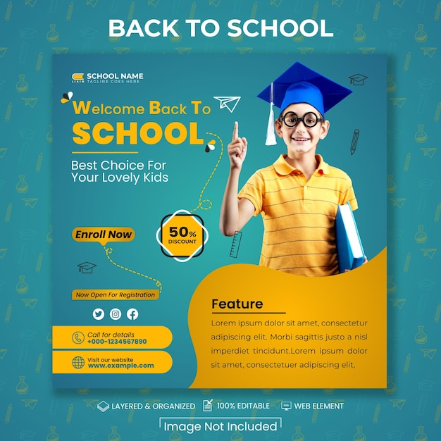 Back to school corporate social media post design