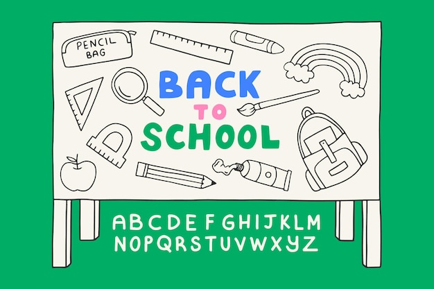 Back to school creative objects doodle set