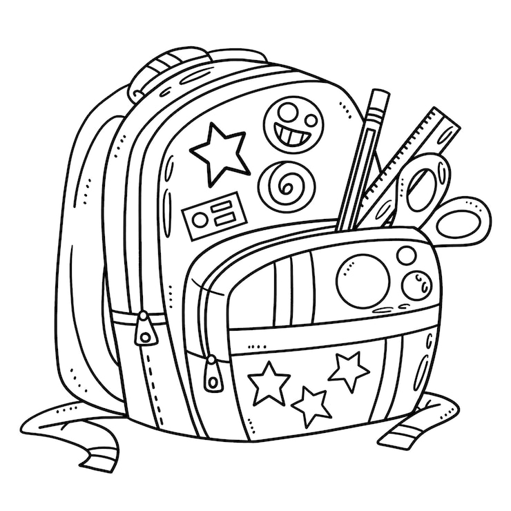 Vector back to school cubed shape isolated coloring page