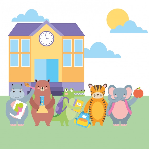 Back to school cute animals cartoons