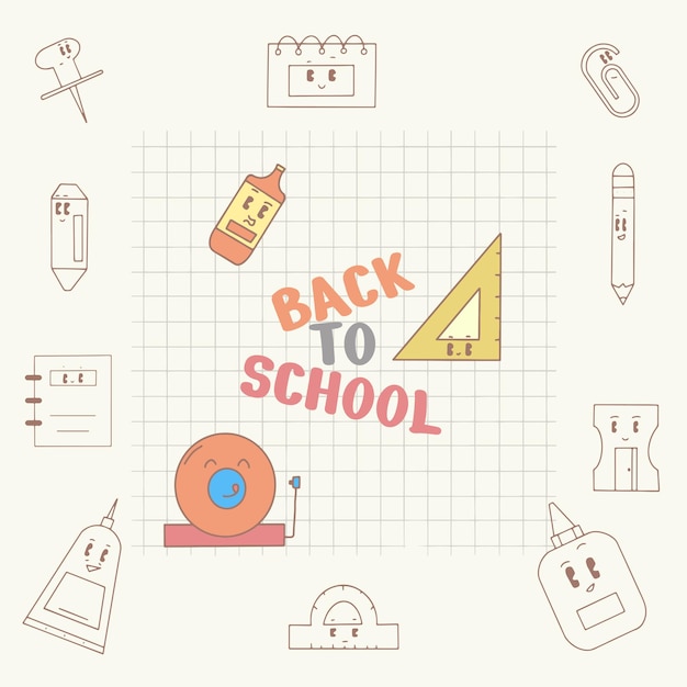 Vector back to school cute character hand drawing icon element