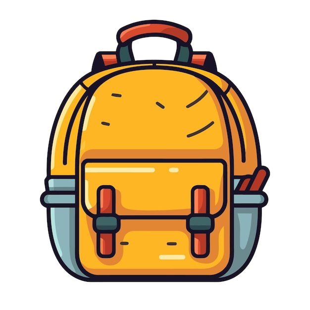 Back to School Cute Flat Design of a Schoolbag Isolated on White