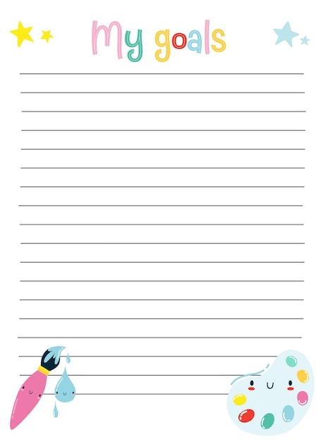 Back to school cute kawaii weekly or daily planner note paper to do list stickers templates decorated by cute kids