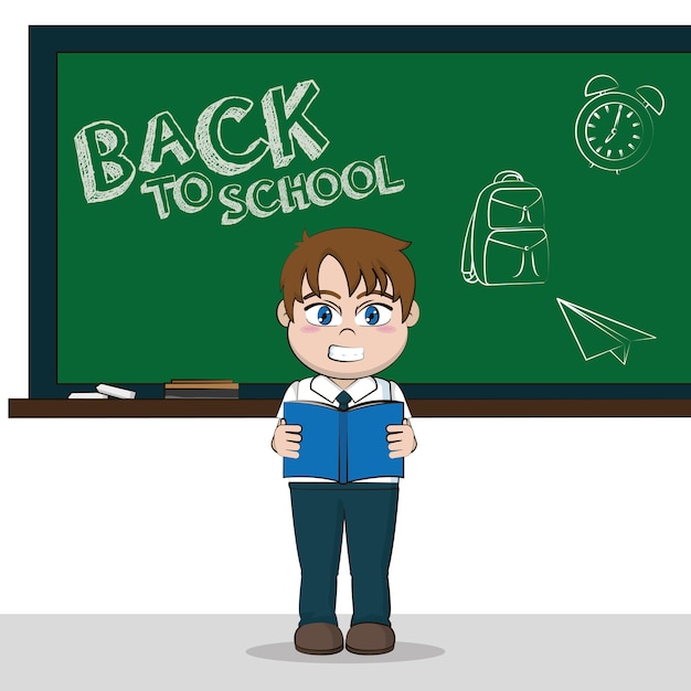 Back to school cute schoolboy cartoon vector illustration graphic design