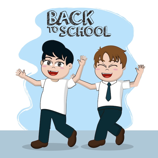 Back to school cute schoolboy cartoon vector illustration graphic design