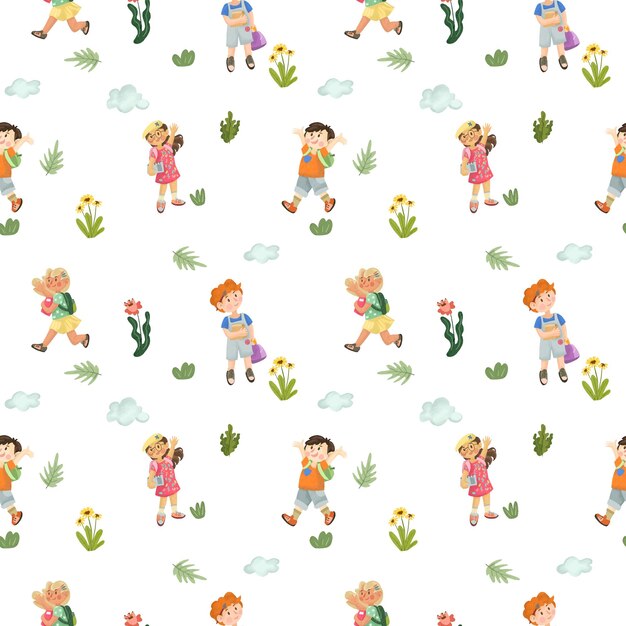 Vector back to school cute seamless pattern