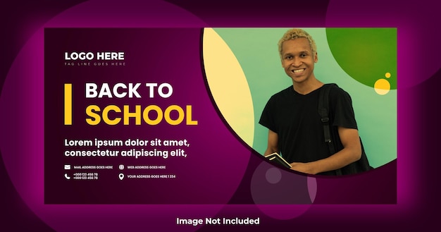 Vector back to school dark modern colorful  banner template and welcome banner
