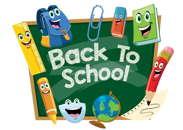 Vector back to school design with chalkboard cartoon