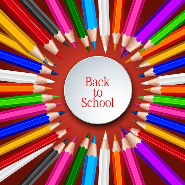 Back to school design with colorful pencil alarm clock school supplies and other learning items