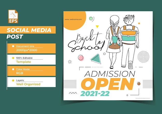 Vector back to school digital concept instagram and social media post b