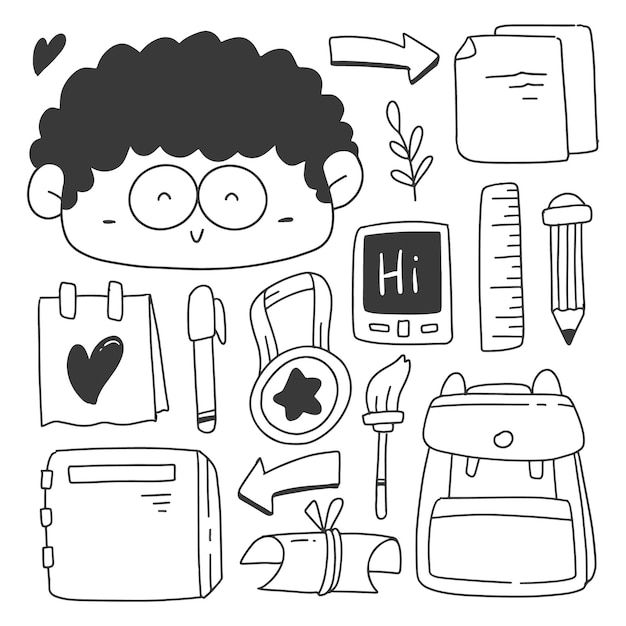 Vector back to school doodle cartoon illustration design