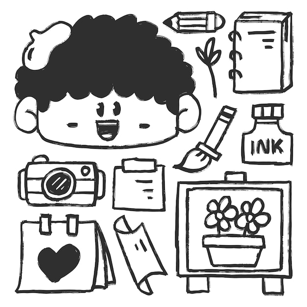 学校に戻る落書き漫画イラストデザイン