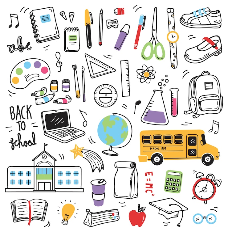 Vector back to school doodle elements