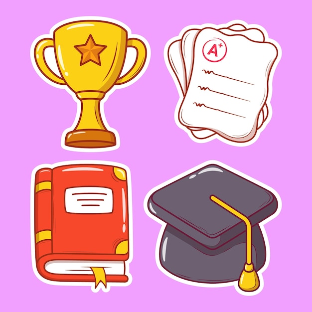 Back to School Drawn Cartoon Icon Sticker Doodle Coloring
