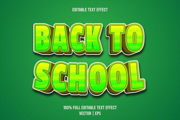 Back to school editable text effect 3 dimension emboss cartoon style